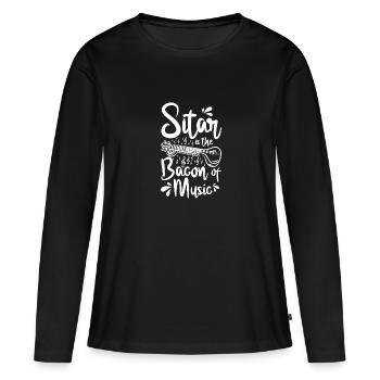 Le sitar est le lard de la musique - T-shirt manches longues Premium bio Femme - noir - Devant - Julia (174cm)