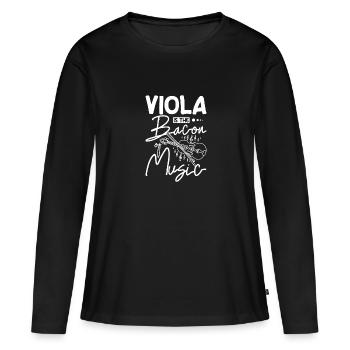 L’alto est le lard de la musique - T-shirt manches longues Premium bio Femme - noir - Devant - Julia (174cm)