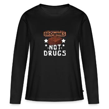Des brownies, pas de la drogue - T-shirt manches longues Premium bio Femme - noir - Devant - Julia (174cm)