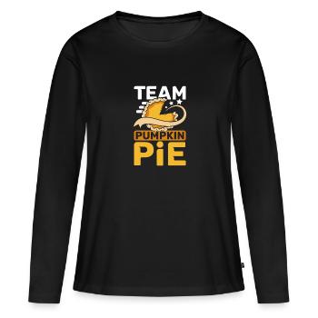 Team Pumpkin pie - Frauen Premium Bio Langarmshirt - Schwarz - Vorne - Julia (174cm)