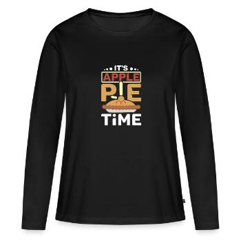 It's Apple pie time - Frauen Premium Bio Langarmshirt - Schwarz - Vorne - Julia (174cm)