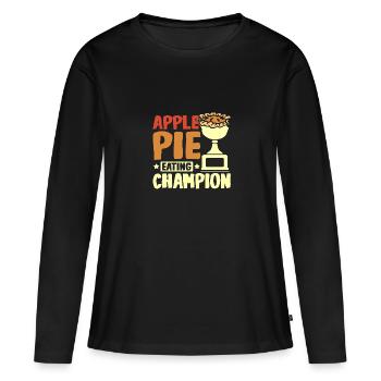 Apple pie eating champion - Frauen Premium Bio Langarmshirt - Schwarz - Vorne - Julia (174cm)