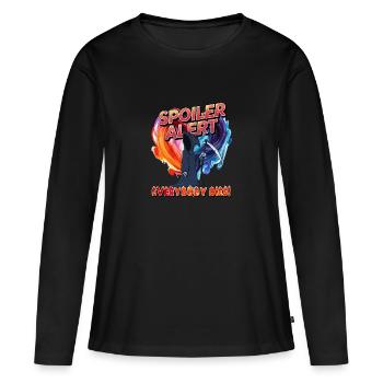 Alerte spoiler Tout le monde meurt - T-shirt manches longues Premium bio Femme - noir - Devant - Julia (174cm)