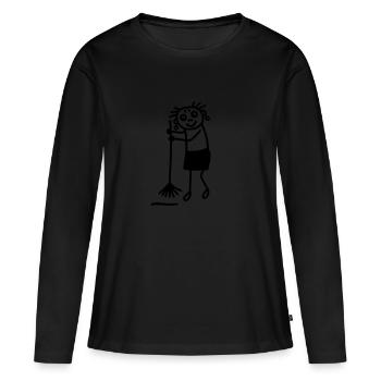 Fleißige Hausfrau - Frauen Premium Bio Langarmshirt - Schwarz - Vorne - Julia (174cm)