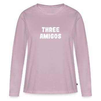 Trois amigos trois triplés amigos cadeau - T-shirt manches longues Premium bio Femme - rose poudré - Devant - Julia (174cm)