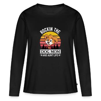 Rockin The Dog Mom - dog lover - T-shirt manches longues Premium bio Femme - noir - Devant - Julia (174cm)