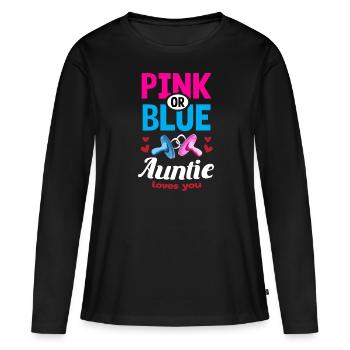 La tante rose ou bleue vous aime le genre révèle la fête - T-shirt manches longues Premium bio Femme - noir - Devant - Julia (174cm)