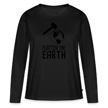 Flatten The Earth - Frauen Premium Bio Langarmshirt - Schwarz - Vorne - Julia (174cm)