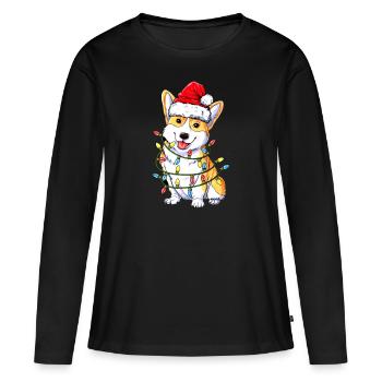 LUMIÈRE CORGI - T-shirt manches longues Premium bio Femme - noir - Devant - Julia (174cm)
