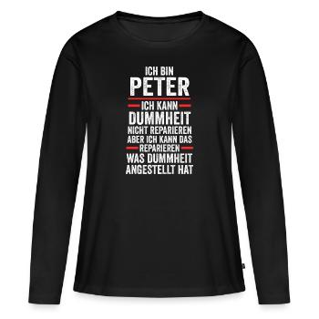 Peter - Frauen Premium Bio Langarmshirt - Schwarz - Vorne - Julia (174cm)