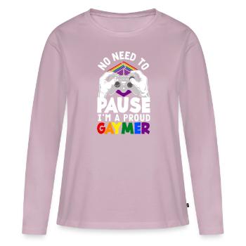 No need to pause - I'm a proud gaymer LGBTQ+ - Women's Premium Organic Long Sleeve Shirt - dusky pink - Front - Julia (174cm)