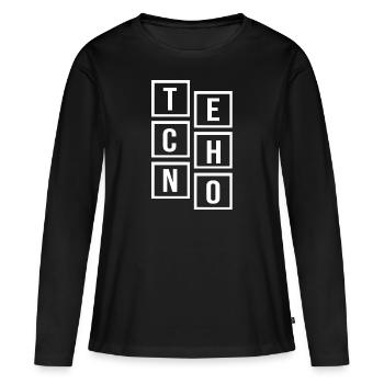 Musique Techno Square - T-shirt manches longues Premium bio Femme - noir - Devant - Julia (174cm)