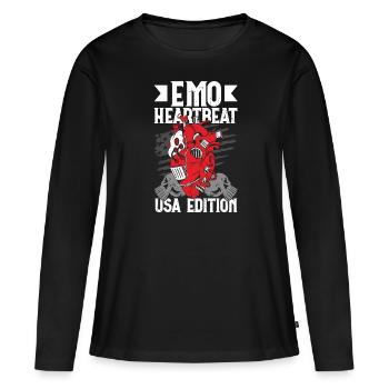 Emoticon Emo Heartbeat USA Edition Emocore - T-shirt manches longues Premium bio Femme - noir - Devant - Julia (174cm)