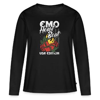Emoticon Emo Heartbeat USA Edition Emocore - T-shirt manches longues Premium bio Femme - noir - Devant - Julia (174cm)