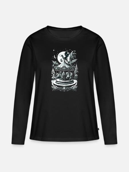 Mythical Holiday Carousel Fantasy Creature - Frauen Premium Bio Langarmshirt - Schwarz