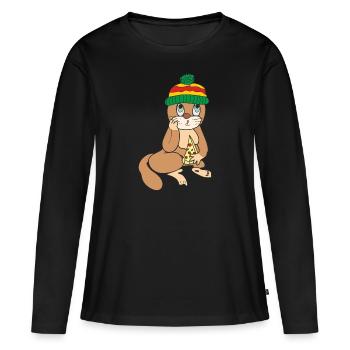 Chat mignon - T-shirt manches longues Premium bio Femme - noir - Devant - Julia (174cm)