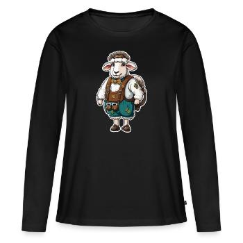 Lederhosen / Animal / Traditional costume / Tradition / Sheep - Women's Premium Organic Long Sleeve Shirt - black - Front - Julia (174cm)