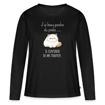 J’ai beau perdre poids il continue de me trouver - T-shirt manches longues Premium bio Femme - noir - Devant - Julia (174cm)
