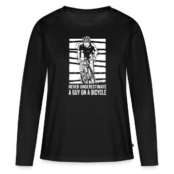 Never Underestimate An Old Guy on a Bicycle - Frauen Premium Bio Langarmshirt - Schwarz - Vorne - Julia (174cm)