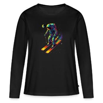 Spaceman sur les skis - T-shirt manches longues Premium bio Femme - noir - Devant - Julia (174cm)