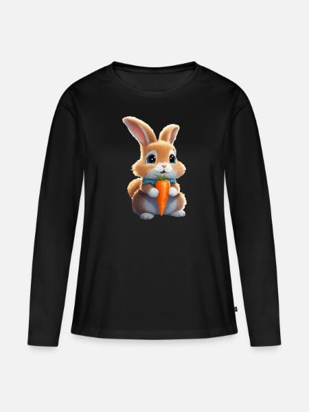Flauschiger Hase - Frauen Premium Bio Langarmshirt - Schwarz