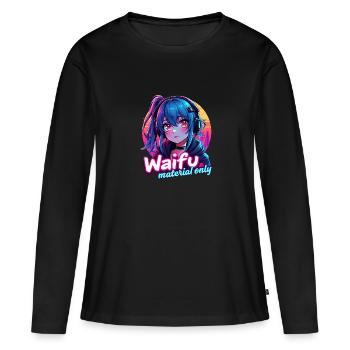WAIFU MATERIAL ONLY - VAPORWAVE GAMERGIRL - Frauen Premium Bio Langarmshirt - Schwarz - Vorne - Julia (174cm)