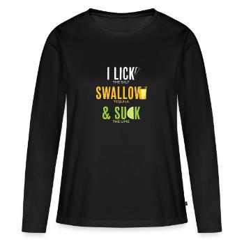 Léchage de la tequila avaler sucer - T-shirt manches longues Premium bio Femme - noir - Devant - Julia (174cm)