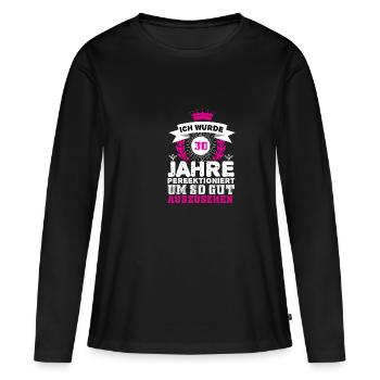 30 ans - T-shirt manches longues Premium bio Femme - noir - Devant - Julia (174cm)