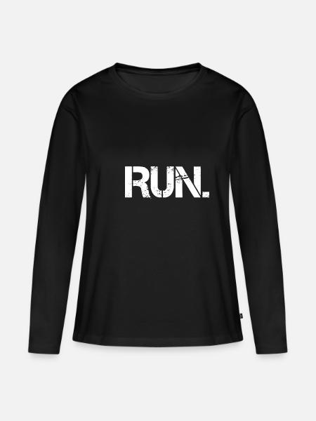 Run - Frauen Premium Bio Langarmshirt - Schwarz