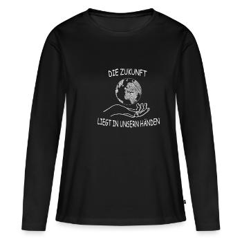 Protection de l'environnement: cadeau de protection du climat - T-shirt manches longues Premium bio Femme - noir - Devant - Julia (174cm)