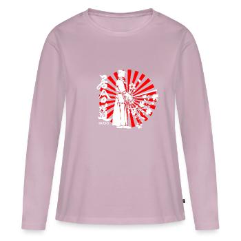 Iaido - T-shirt manches longues Premium bio Femme - rose poudré - Devant - Julia (174cm)