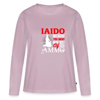 Iaido - T-shirt manches longues Premium bio Femme - rose poudré - Devant - Julia (174cm)