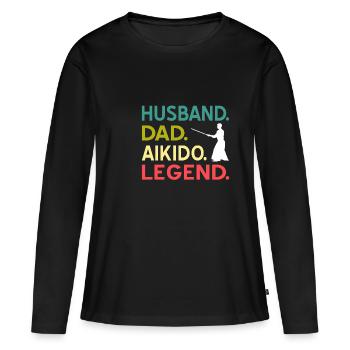 Aïkido - T-shirt manches longues Premium bio Femme - noir - Devant - Julia (174cm)