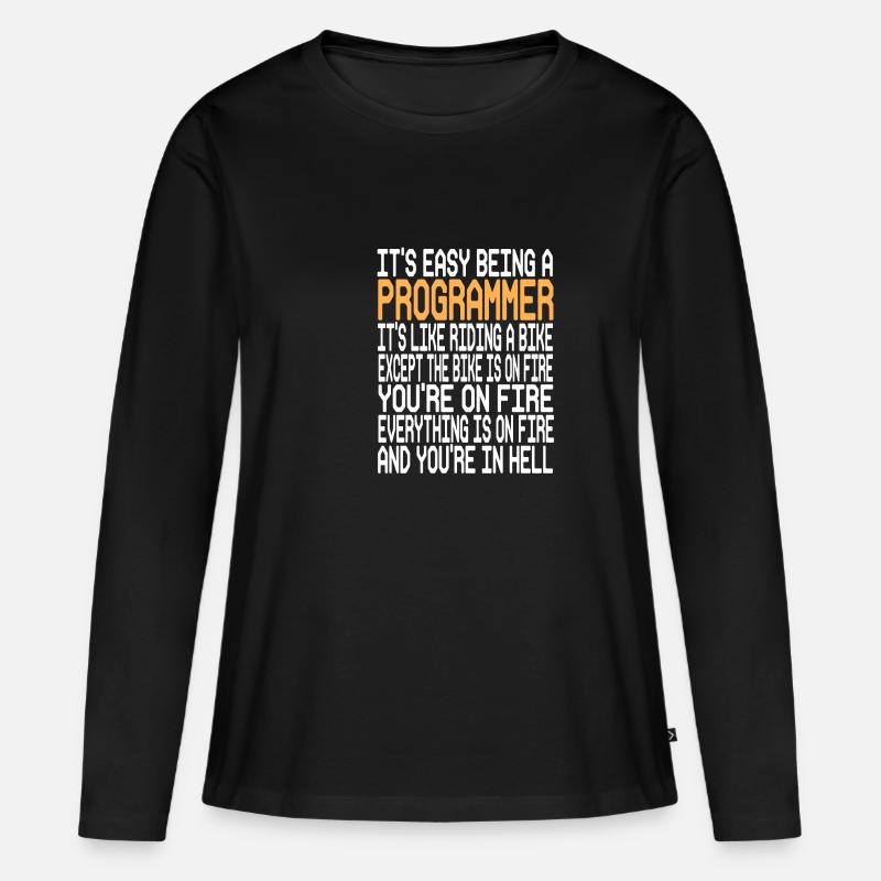 Programmierer - Frauen Premium Bio Langarmshirt - Schwarz