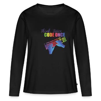 Programmeurs - T-shirt manches longues Premium bio Femme - noir - Devant - Julia (174cm)