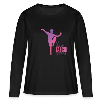 Tai Chi - T-shirt manches longues Premium bio Femme - noir - Devant - Julia (174cm)