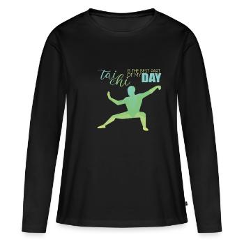Tai Chi - T-shirt manches longues Premium bio Femme - noir - Devant - Julia (174cm)