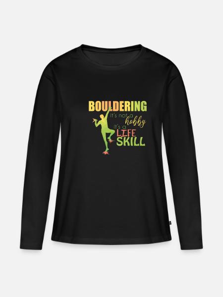 Bouldern - Frauen Premium Bio Langarmshirt - Schwarz