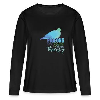 Pigeon - T-shirt manches longues Premium bio Femme - noir - Devant - Julia (174cm)