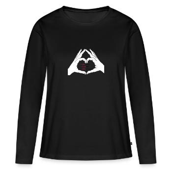 Hands form a heart. Live, laugh, love - Women's Premium Organic Long Sleeve Shirt - black - Front - Julia (174cm)
