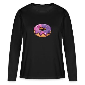 Kosmische Galaxie Donut - Frauen Premium Bio Langarmshirt - Schwarz - Vorne - Julia (174cm)