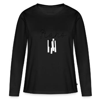 piano - T-shirt manches longues Premium bio Femme - noir - Devant - Julia (174cm)