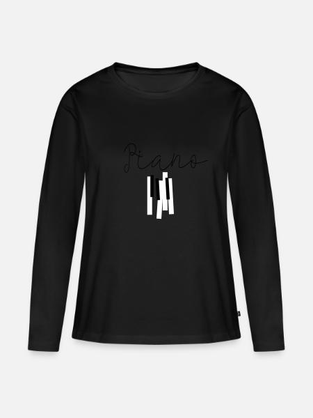 Klavier - Frauen Premium Bio Langarmshirt - Schwarz