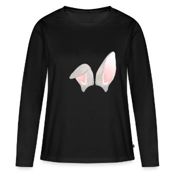 Oreilles de lapin - T-shirt manches longues Premium bio Femme - noir - Devant - Julia (174cm)
