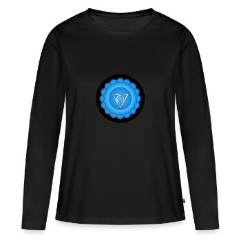 5ème Chakra Visuddha Chakra de la gorge Chakra de la gorge - T-shirt manches longues Premium bio Femme - noir - Devant - Julia (174cm)