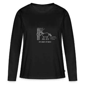lustiges Pferd, färt, fährt gegen die Wand, Pferd - Frauen Premium Bio Langarmshirt - Schwarz - Vorne - Julia (174cm)