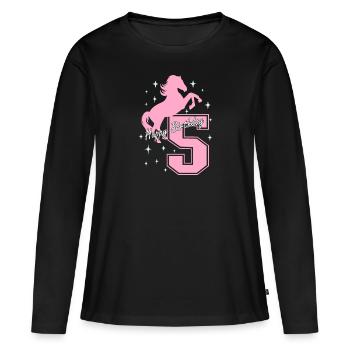 5. Geburtstag Reiten Pferd Reitstall - Frauen Premium Bio Langarmshirt - Schwarz - Vorne - Julia (174cm)