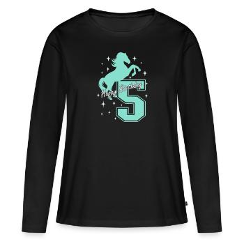 5. Geburtstag Reiten Pferd Reitstall - Frauen Premium Bio Langarmshirt - Schwarz - Vorne - Julia (174cm)