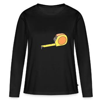 Mètreband / Ruban de mesure - T-shirt manches longues Premium bio Femme - noir - Devant - Julia (174cm)