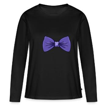 Lila Schleife - Frauen Premium Bio Langarmshirt - Schwarz - Vorne - Julia (174cm)